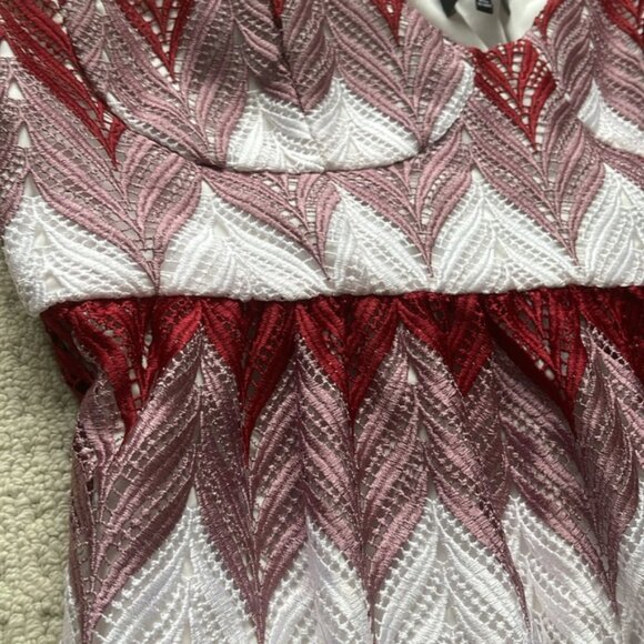 Eloquii Red & White Chevron Embroidered Maxi Dress Size 22 - Picture 4 of 15
